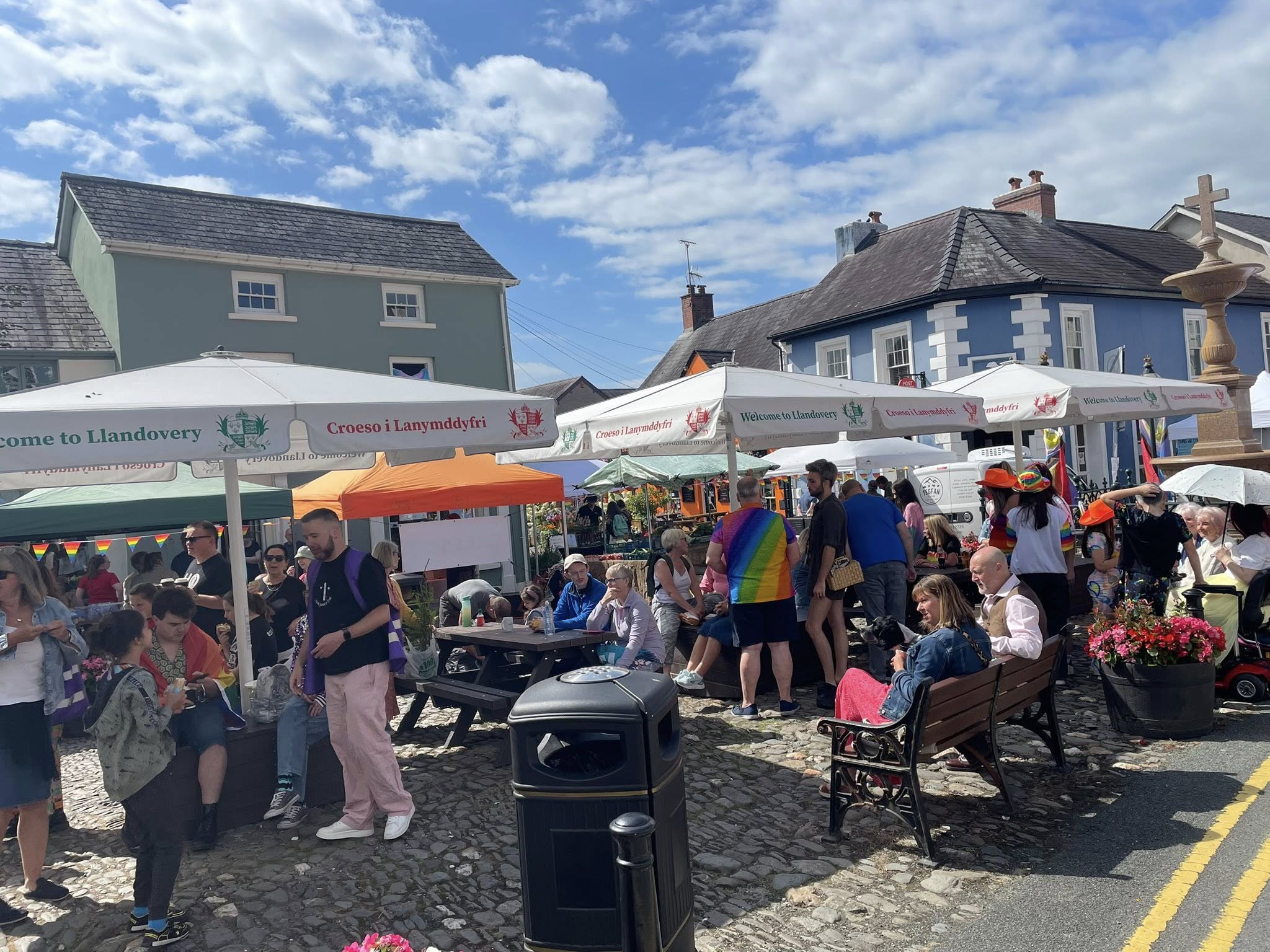 Producers and shoppers at Llandovery Farmers Market