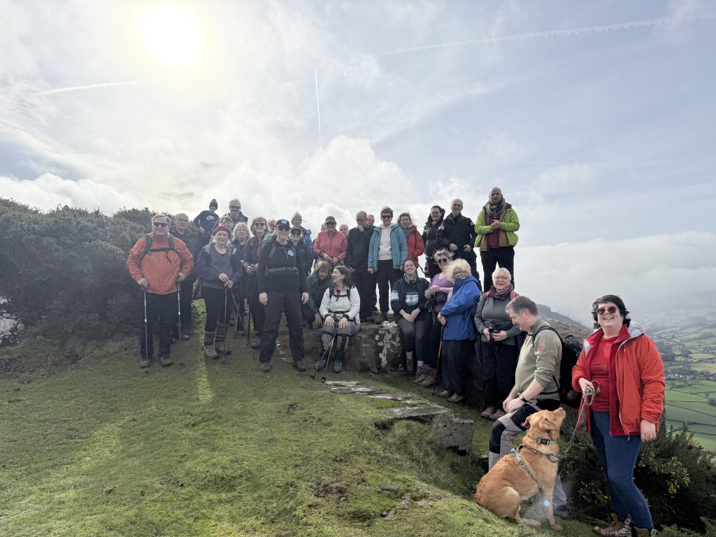Walkers with Sarah price on hill during launch celebrations 2026