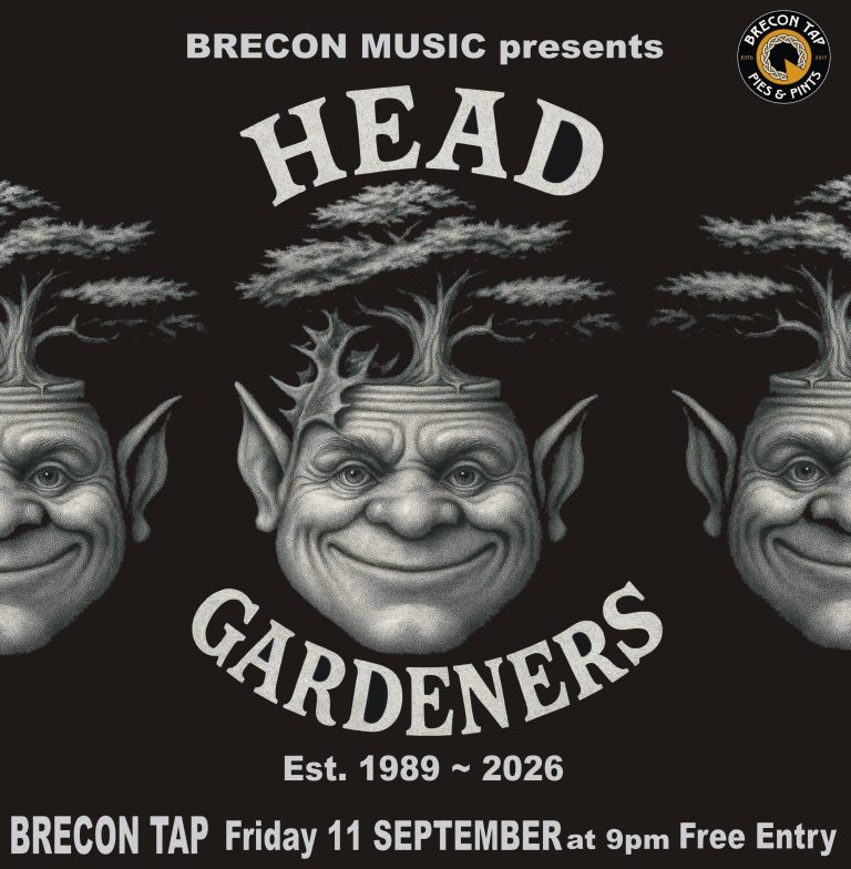 Illustrated poster for The Head Gardeners at The Brecon Tap on 11 September 2026