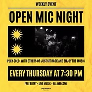 Open Mic Night poster for The Foundry in Brecon, every Thursday at 7.30pm