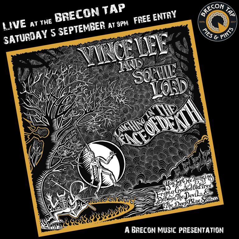 Illustrated poster for Vince Lee and Sophie Lord at The Brecon Tap on 5 September 2026