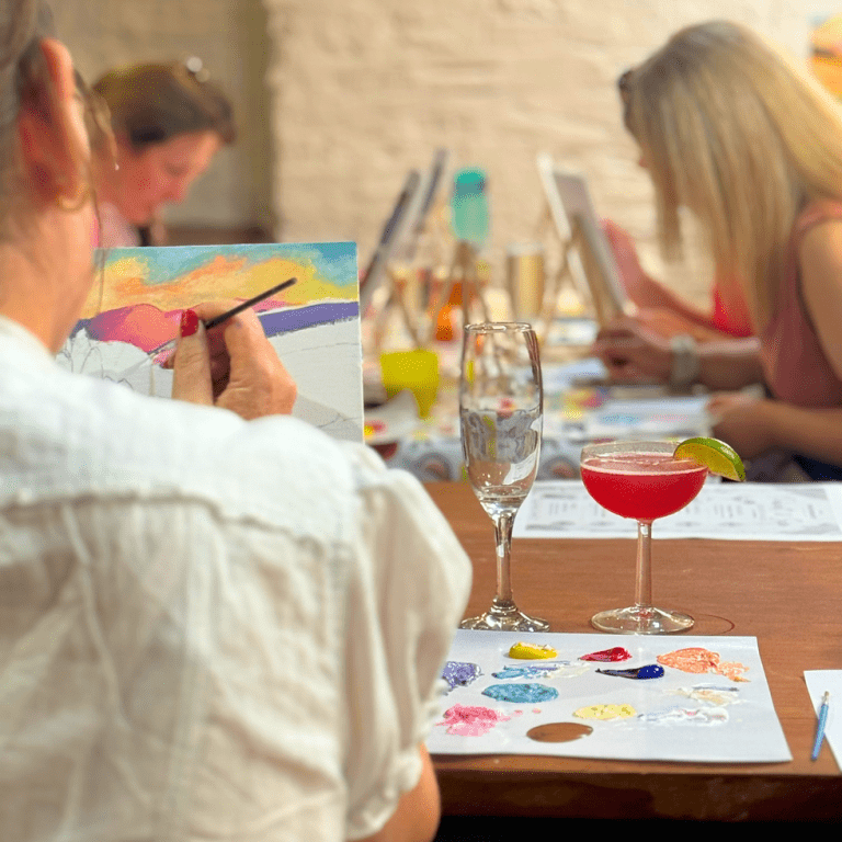 Paint and Sip artwork for a guided creative afternoon at The Foundry, Brecon