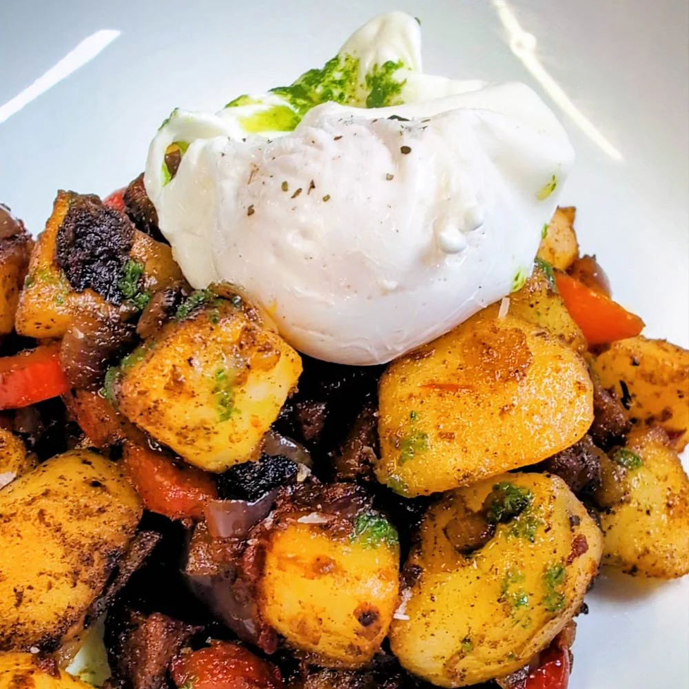 A freshly prepared dish served at Book-ish Café