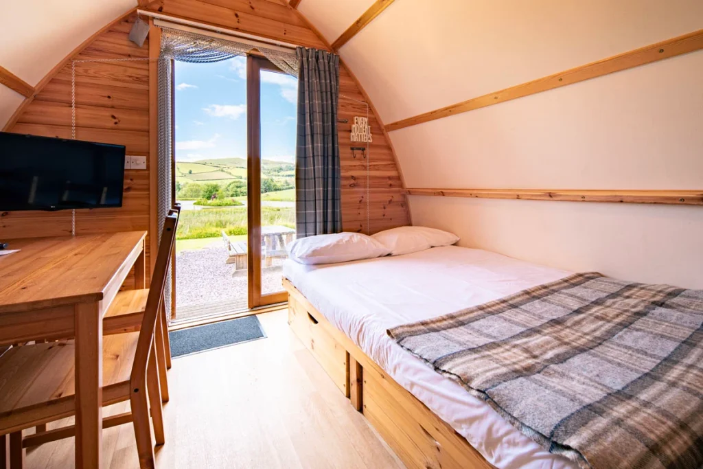 Bright timber cabin interior at Beacons Bluff Escapes