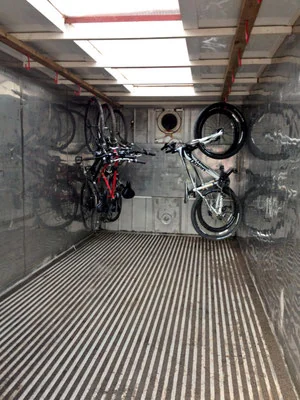 Secure indoor cycle storage at Coed Owen Bunkhouse