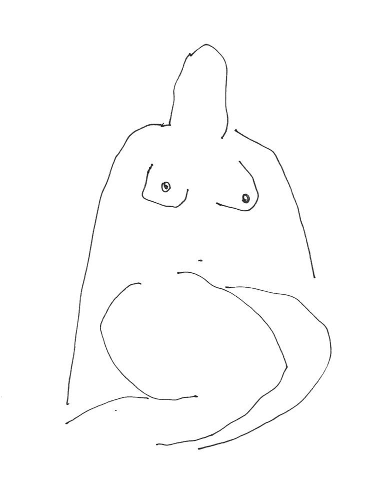 Expressive line drawing of a seated life model
