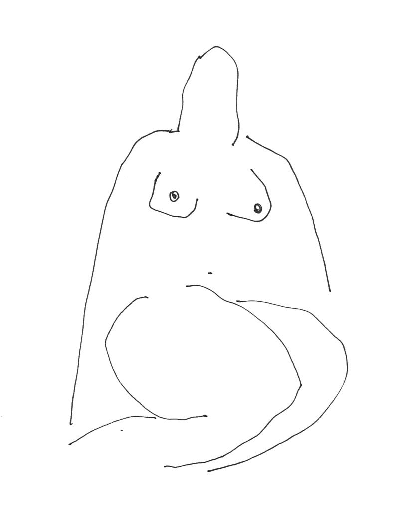 Expressive line drawing of a seated life model