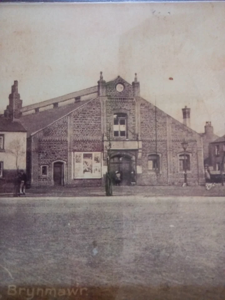 Historic photograph of the Market Hall Cinema building in Brynmawr