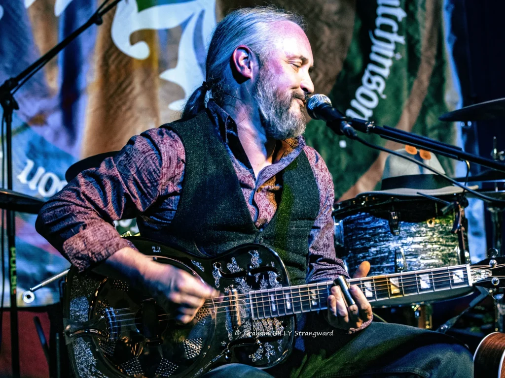 Guitarist and vocalist performing live for the Mid Wales Rhythm and Blues Club