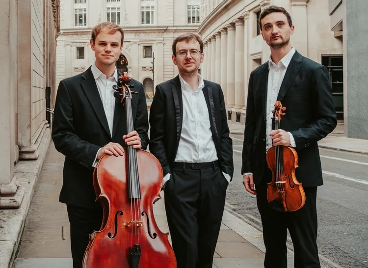 Members of the Mithras Trio with violin and cello