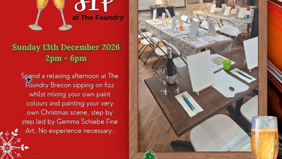 Christmas Paint and Sip event at The Foundry in Brecon