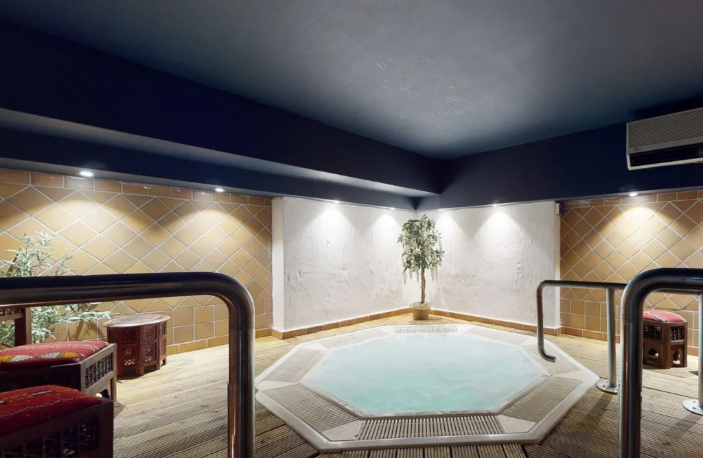 Indoor pool in the vaulted cellar spa at Peterstone Court