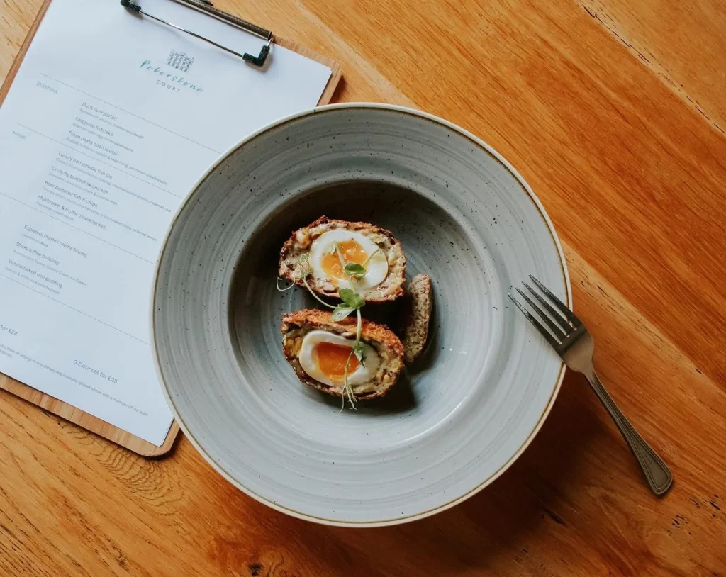 Restaurant dish presented at Peterstone Court near Brecon