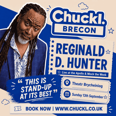 Reginald D. Hunter promotional poster for Theatr Brycheiniog on 13 September 2026