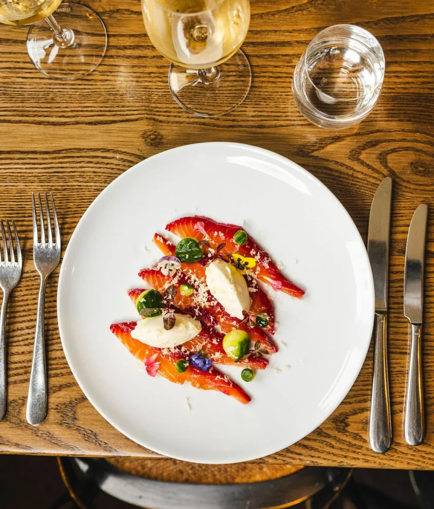 A colourful seasonal dish served at The Walnut Tree restaurant
